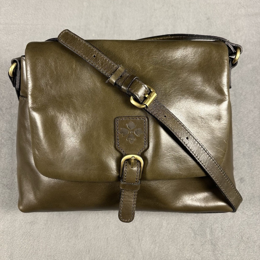 Patricia Nash Mili Leather Medium Flap Crossbody bag in Olive Green NWOT